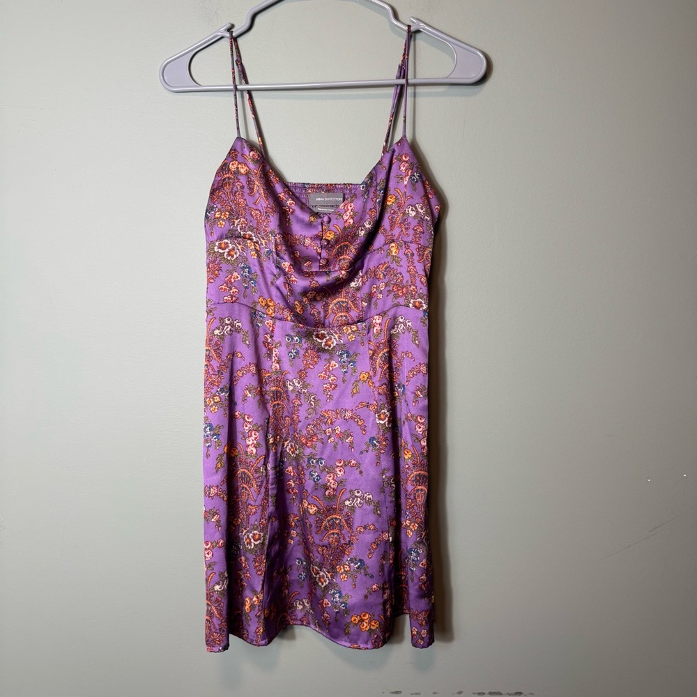 Urban Outfitters Women’s Fit And Flare Dress SZ S Purple Floral Stretch